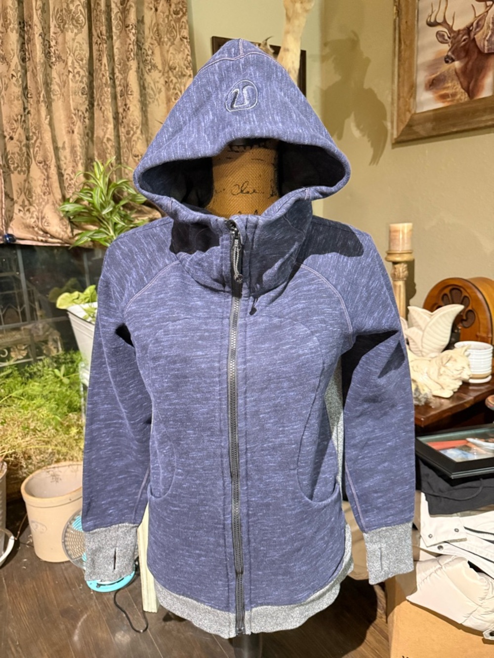 lululemon athletica Blue Heather Full-Zip Scuba Hooded Jacket